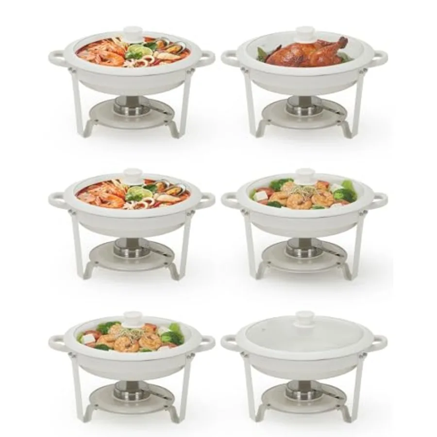 Maifanite-Coated Chafing Dishes for Buffets, 6 Pack 5.3QT White Round Chafing Dish Set with Transparent Lids, Stainless Steel C
Maifanite-Coated Chafing Dishes for Buffets, 6 Pack 5.3QT White Round Chafing Dish Set with Transparent Lids, Stainless Steel C