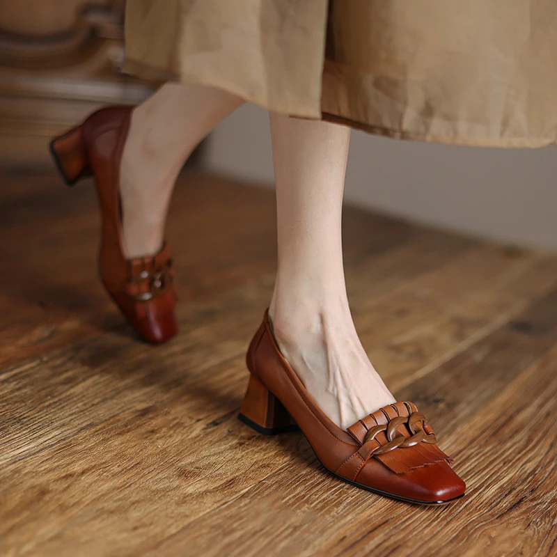 2022 New Spring Genuine Leather Women Shoes Women Pumps Square Toe High Heels Women Shoes Zapatos De Mujer Tassel Womens Heels
2022 New Spring Genuine Leather Women Shoes Women Pumps Square Toe High Heels Women Shoes Zapatos De Mujer Tassel Womens Heels
