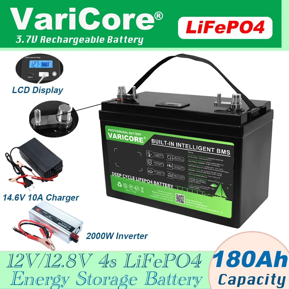 12V 180AH 4s LiFePO4 Battery pack Lithium Power Batteries 12.8V For Campers Golf Cart Off-Road Solar Wind Energy storage battery
12V 180AH 4s LiFePO4 Battery pack Lithium Power Batteries 12.8V For Campers Golf Cart Off-Road Solar Wind Energy storage battery