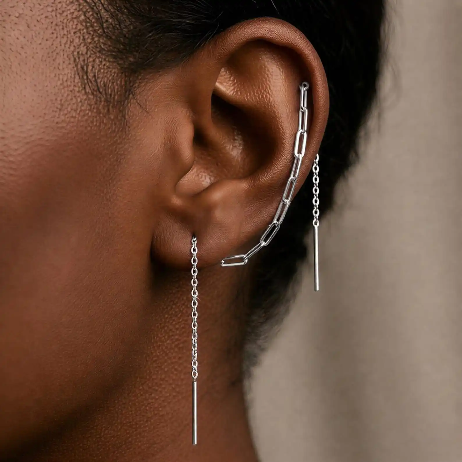 1 Pair 925 Silver/14K Gold Filled Double Piercing Chain Earrings Handmade Two Hole Earrings Minimalist Jewelry Gift for Women
1 Pair 925 Silver/14K Gold Filled Double Piercing Chain Earrings Handmade Two Hole Earrings Minimalist Jewelry Gift for Women