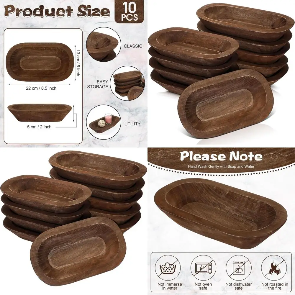 8.5 Inch Wooden Dough Bowls Set of 10 - Rustic, Bulk for DIY, Weddings, Home Crafts, and Decorations (Brown)
8.5 Inch Wooden Dough Bowls Set of 10 - Rustic, Bulk for DIY, Weddings, Home Crafts, and Decorations (Brown)