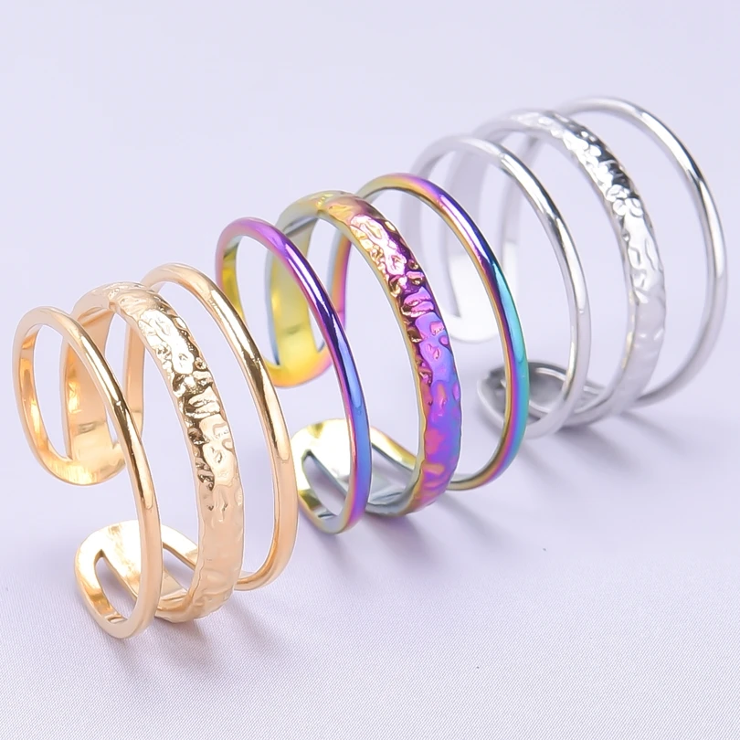 Open Rings For Women Men Accessories Stainless Steel Ring Fashion Jewelry Titanium Ring Three Layer Bague Femme Acier Inoxydable
Open Rings For Women Men Accessories Stainless Steel Ring Fashion Jewelry Titanium Ring Three Layer Bague Femme Acier Inoxydable