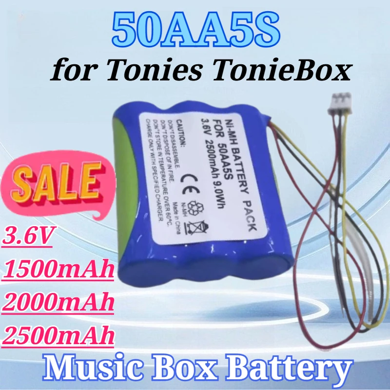 For 50AA5S 3.6V 1500/2000/2500mAh Music Box Battery for Tonies TonieBox Musicbox Soundbox Audio Player Rechargeable Battery
For 50AA5S 3.6V 1500/2000/2500mAh Music Box Battery for Tonies TonieBox Musicbox Soundbox Audio Player Rechargeable Battery