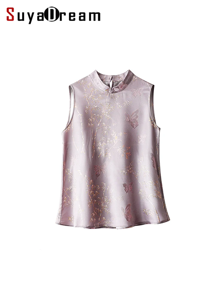 SuyaDream. Women Silk Tanks, Jacquard 100%Real Silk, Stand Collar, Sleeveless Chic T Shirt, 2024 Solid Summer Vests
SuyaDream. Women Silk Tanks, Jacquard 100%Real Silk, Stand Collar, Sleeveless Chic T Shirt, 2024 Solid Summer Vests