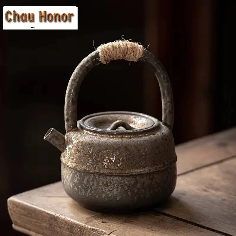 450ml Japanese Crude Pottery Lifting Handle Teapot Retro Tea Infuser Pot Tea Maker Kettle With Ball Hole Tea Ceremony Ornaments
450ml Japanese Crude Pottery Lifting Handle Teapot Retro Tea Infuser Pot Tea Maker Kettle With Ball Hole Tea Ceremony Ornaments