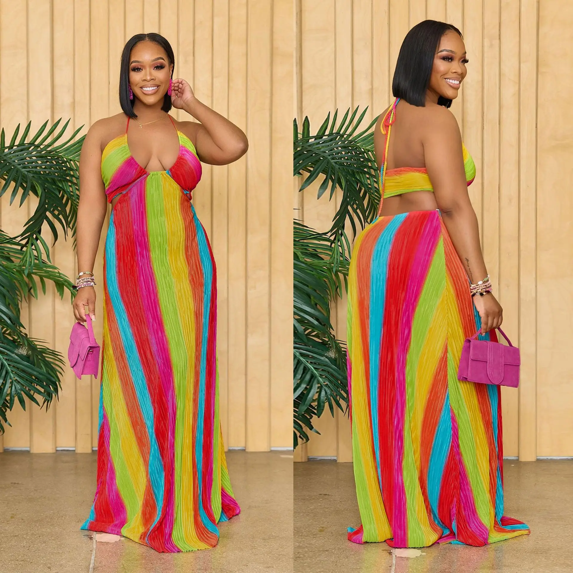 Striped Halter Pleated Dress 2023 Sexy Party Bodycon Beach Wear Dresses Woman Summer Elegant Luxury Maxi V Neck Long Dresses
Striped Halter Pleated Dress 2023 Sexy Party Bodycon Beach Wear Dresses Woman Summer Elegant Luxury Maxi V Neck Long Dresses