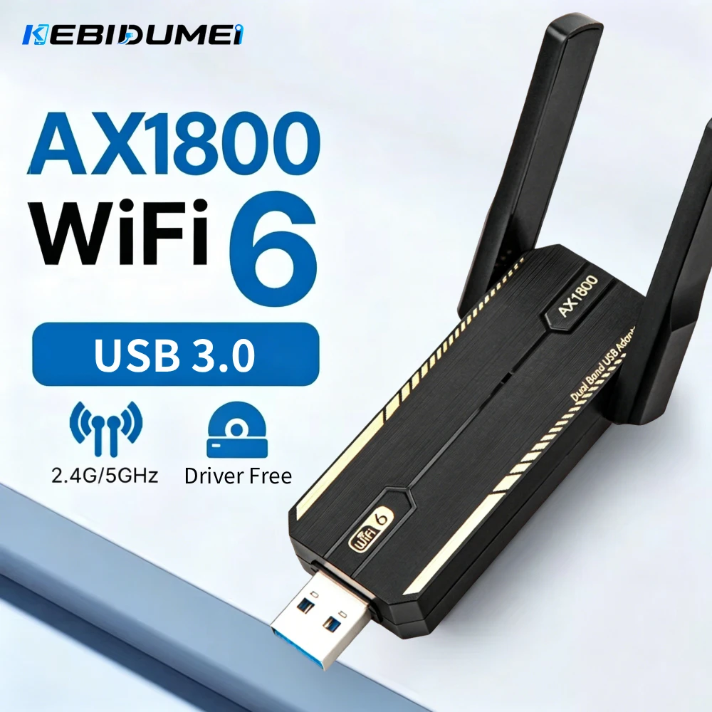 KEBIDUMEI WiFi 6 1800Mbps USB WiFi Adapter USB3.0 Dual Band 2.4G/5GHz 802.11AX WiFi Dongle Driver Free For Win10/Win11
KEBIDUMEI WiFi 6 1800Mbps USB WiFi Adapter USB3.0 Dual Band 2.4G/5GHz 802.11AX WiFi Dongle Driver Free For Win10/Win11