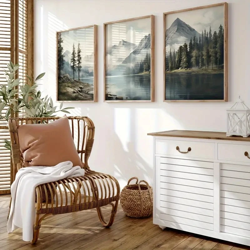 Canvas Wall Art Set of 3 Modern Green Landscape Retro Watercolor Mountain Lake Painting Poster Living Room Home Decor No Frame
Canvas Wall Art Set of 3 Modern Green Landscape Retro Watercolor Mountain Lake Painting Poster Living Room Home Decor No Frame