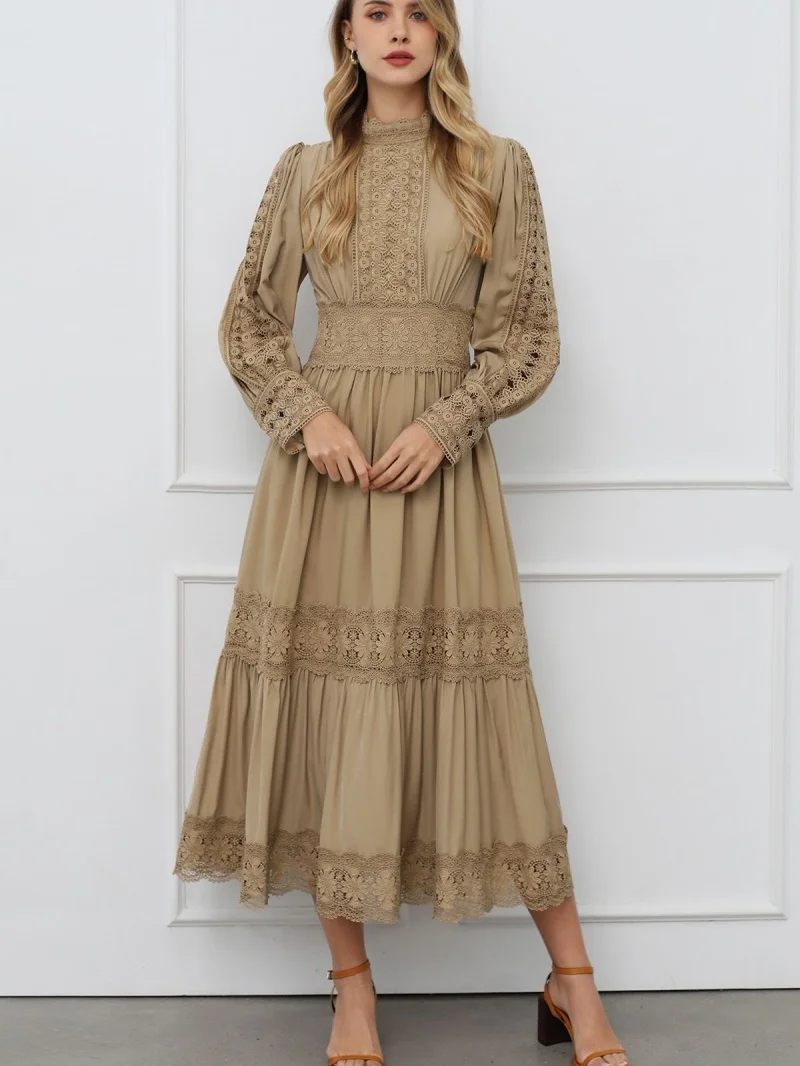 Elegant Lace Splicing Boho Dress Autumn Clothing Women 2026 Lantern Sleeve Stand Collar Maxi Long Dresses Vacation Evening Dress
Elegant Lace Splicing Boho Dress Autumn Clothing Women 2026 Lantern Sleeve Stand Collar Maxi Long Dresses Vacation Evening Dress