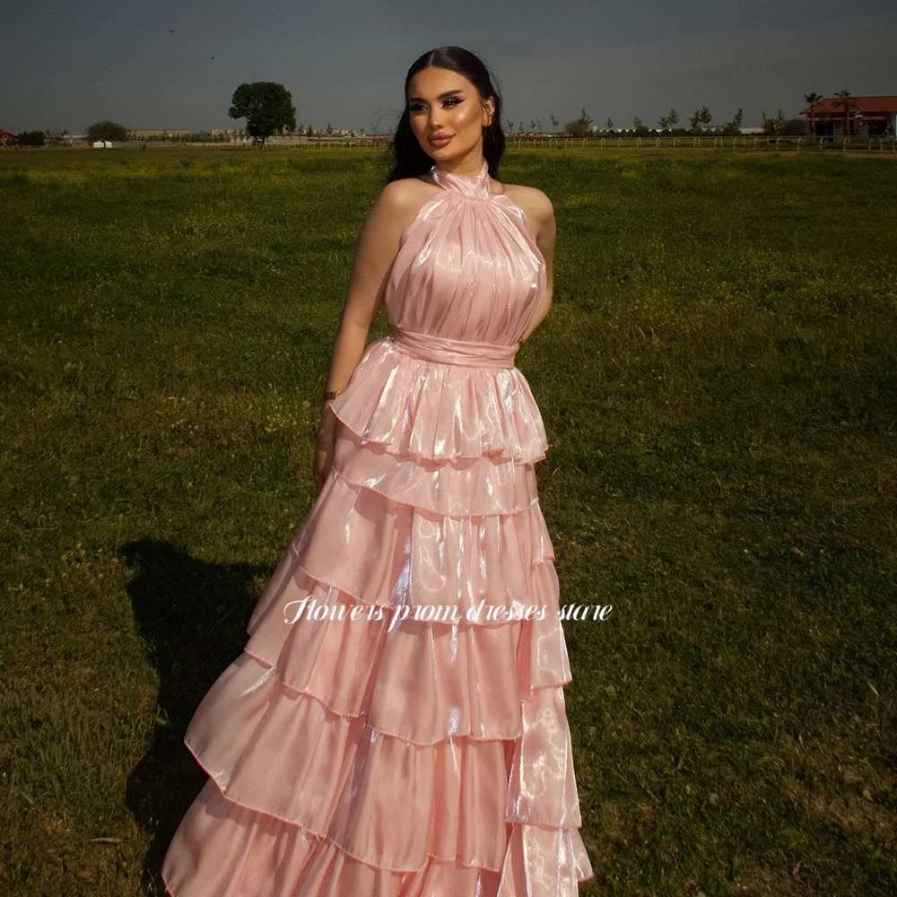 Flowers Halter Party Gown with Layers A Line Prom Dress Fluffy Pink Dress Pink Gala Dress for Princeفساتين السهرة Customized
Flowers Halter Party Gown with Layers A Line Prom Dress Fluffy Pink Dress Pink Gala Dress for Princeفساتين السهرة Customized