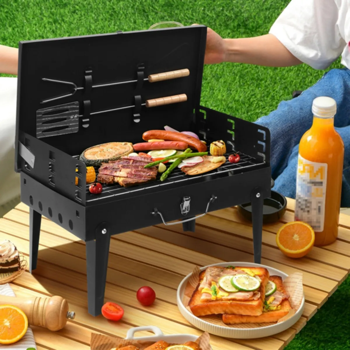 Folding Portable Barbecue Charcoal Grill Stainless Steel Small Mini BBQ Tool Kits for Outdoor Cooking Camping Picnics Beach
Folding Portable Barbecue Charcoal Grill Stainless Steel Small Mini BBQ Tool Kits for Outdoor Cooking Camping Picnics Beach