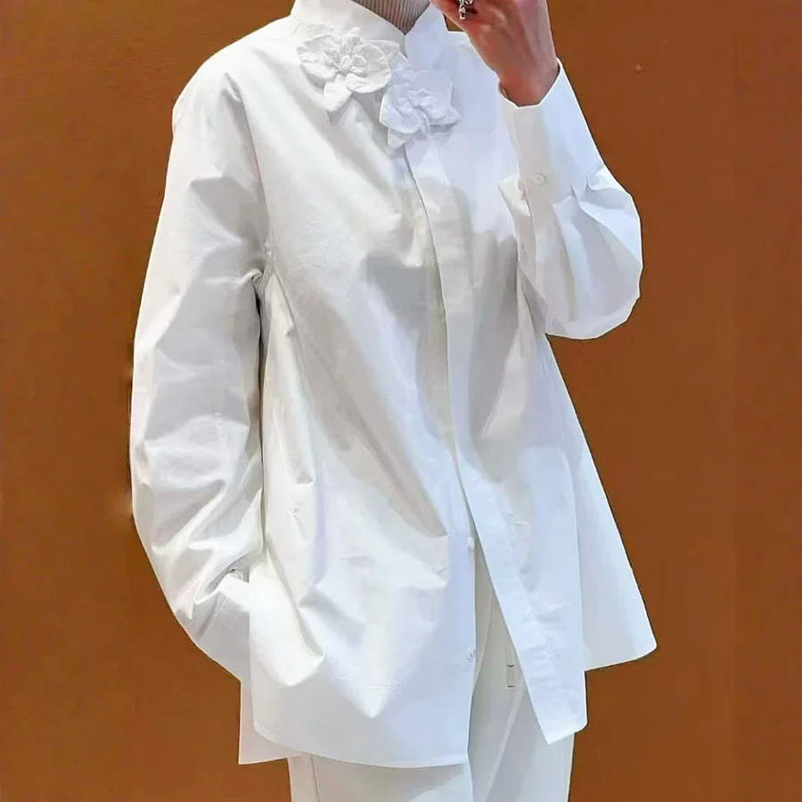 High Quality 100% Cotton Shirt White Fashion Women's Flowers Blouse Elegant Office Ladies Black Top
High Quality 100% Cotton Shirt White Fashion Women's Flowers Blouse Elegant Office Ladies Black Top