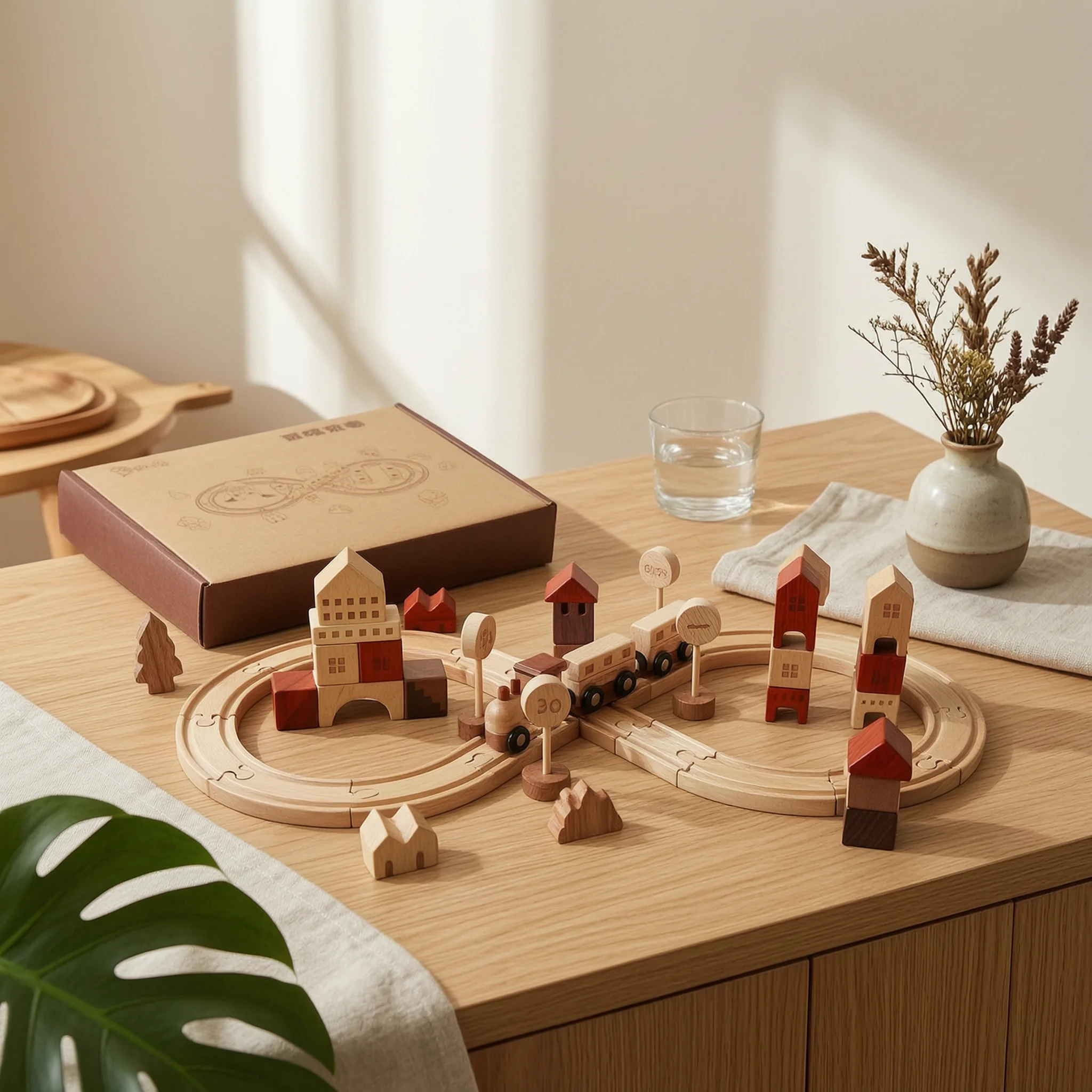 Creative Play Wooden Railway Station Pretend Town Wood Train Station Wooden Rail-Building Toy Smooth Finish Looped Railway Set
Creative Play Wooden Railway Station Pretend Town Wood Train Station Wooden Rail-Building Toy Smooth Finish Looped Railway Set
