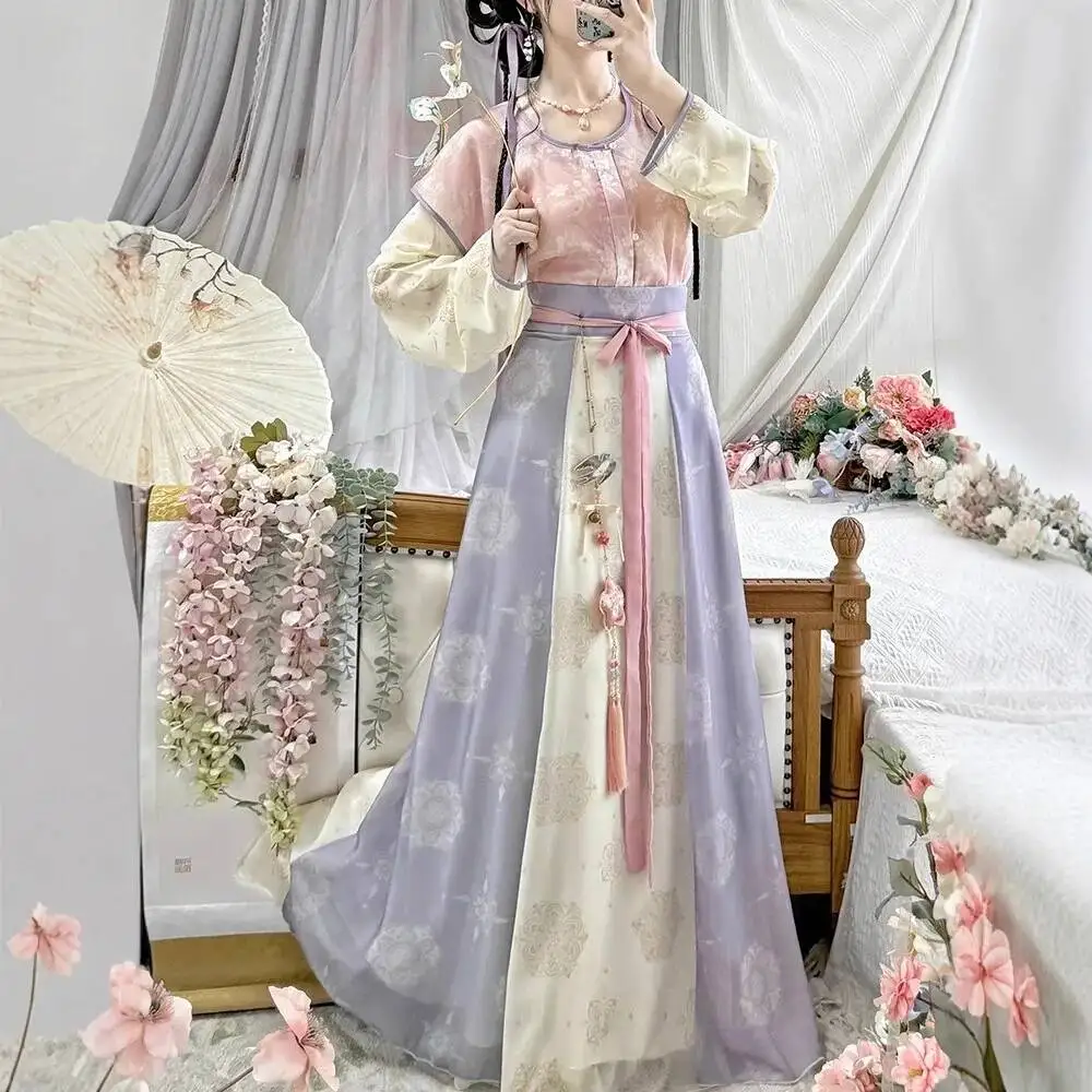 Original Tang-style Hanfu female super fairy Tang-style daily round-neck shirt waist-length eight-cut skirt ancient costume
Original Tang-style Hanfu female super fairy Tang-style daily round-neck shirt waist-length eight-cut skirt ancient costume