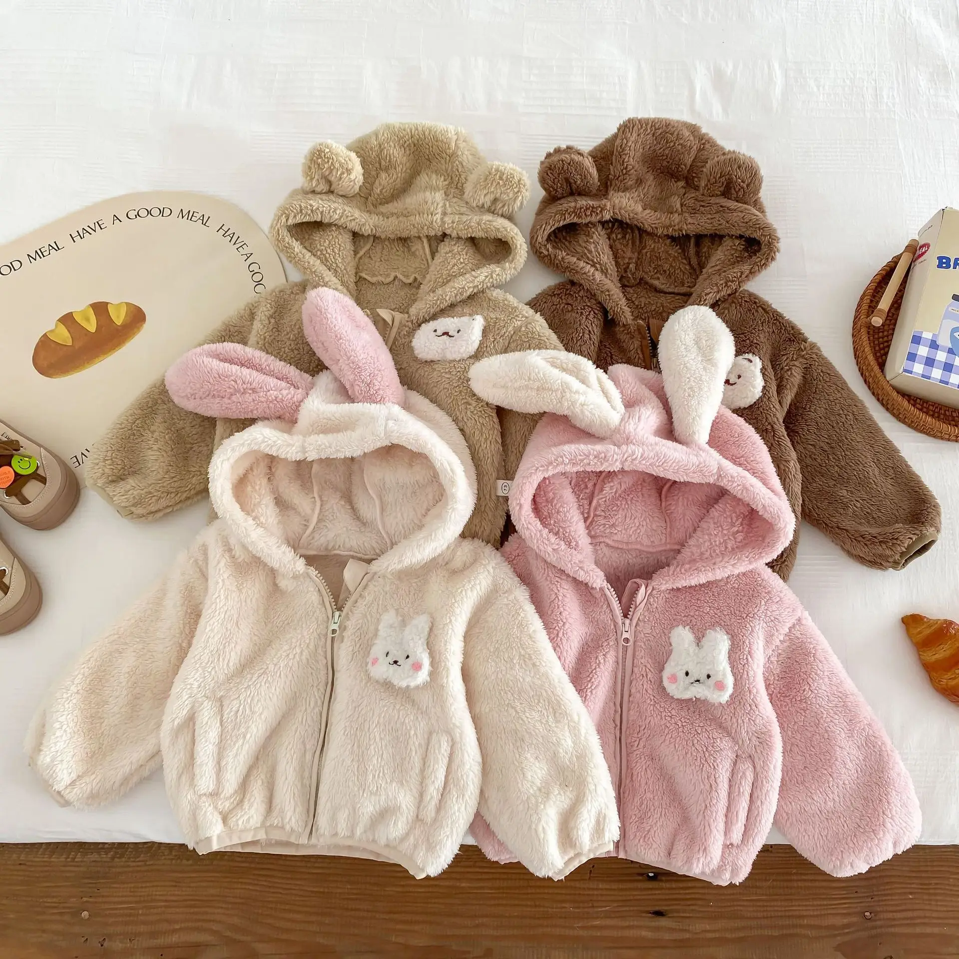Baby Girls Hooded Plush Cartoon Zipper Jacket Spring Autumn Solid Color Cute Rabbit Ear Fashion Korea Style Children Clothing
Baby Girls Hooded Plush Cartoon Zipper Jacket Spring Autumn Solid Color Cute Rabbit Ear Fashion Korea Style Children Clothing