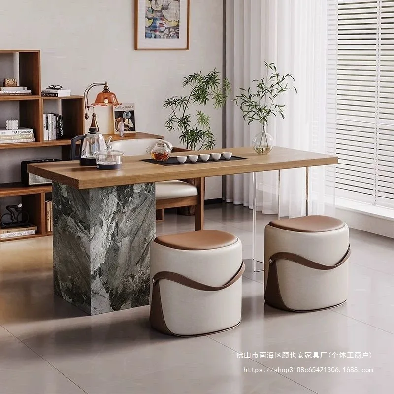 Solid wood balcony desk tea table integrated living room home small tea table light luxury
Solid wood balcony desk tea table integrated living room home small tea table light luxury