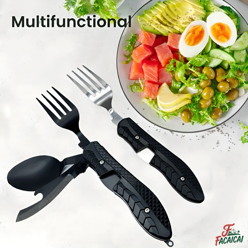 2 Pcs Outdoor Companion - Stainless Steel Spoon Fork Knife Bottle Opener 4-in-1 Combo Utensil,Detachable Foldable Cutlery Set
2 Pcs Outdoor Companion - Stainless Steel Spoon Fork Knife Bottle Opener 4-in-1 Combo Utensil,Detachable Foldable Cutlery Set