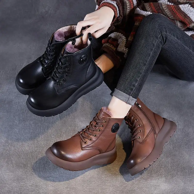 Warm Boots round Toe mid Heel Leather Woolen Short Boots for Women Waterproof Rubber Sole Metal Buckle Winter Boots
Warm Boots round Toe mid Heel Leather Woolen Short Boots for Women Waterproof Rubber Sole Metal Buckle Winter Boots