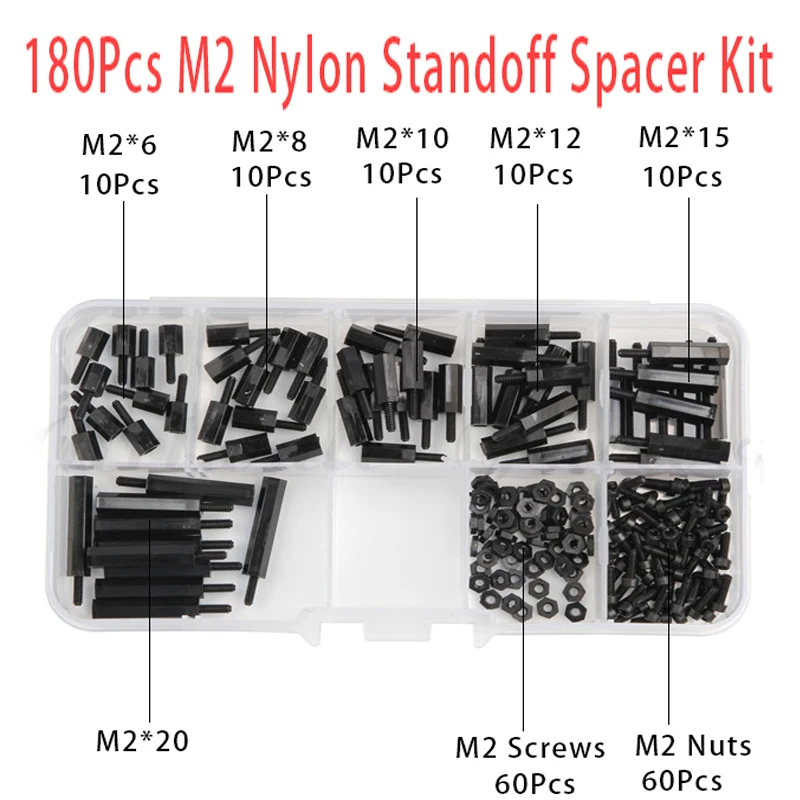 180Pcs Hex Nylon Standoff Spacer Column M2 Female+Male For PCB Motherboard Fixed Plastic Spacing Screws Set
180Pcs Hex Nylon Standoff Spacer Column M2 Female+Male For PCB Motherboard Fixed Plastic Spacing Screws Set
