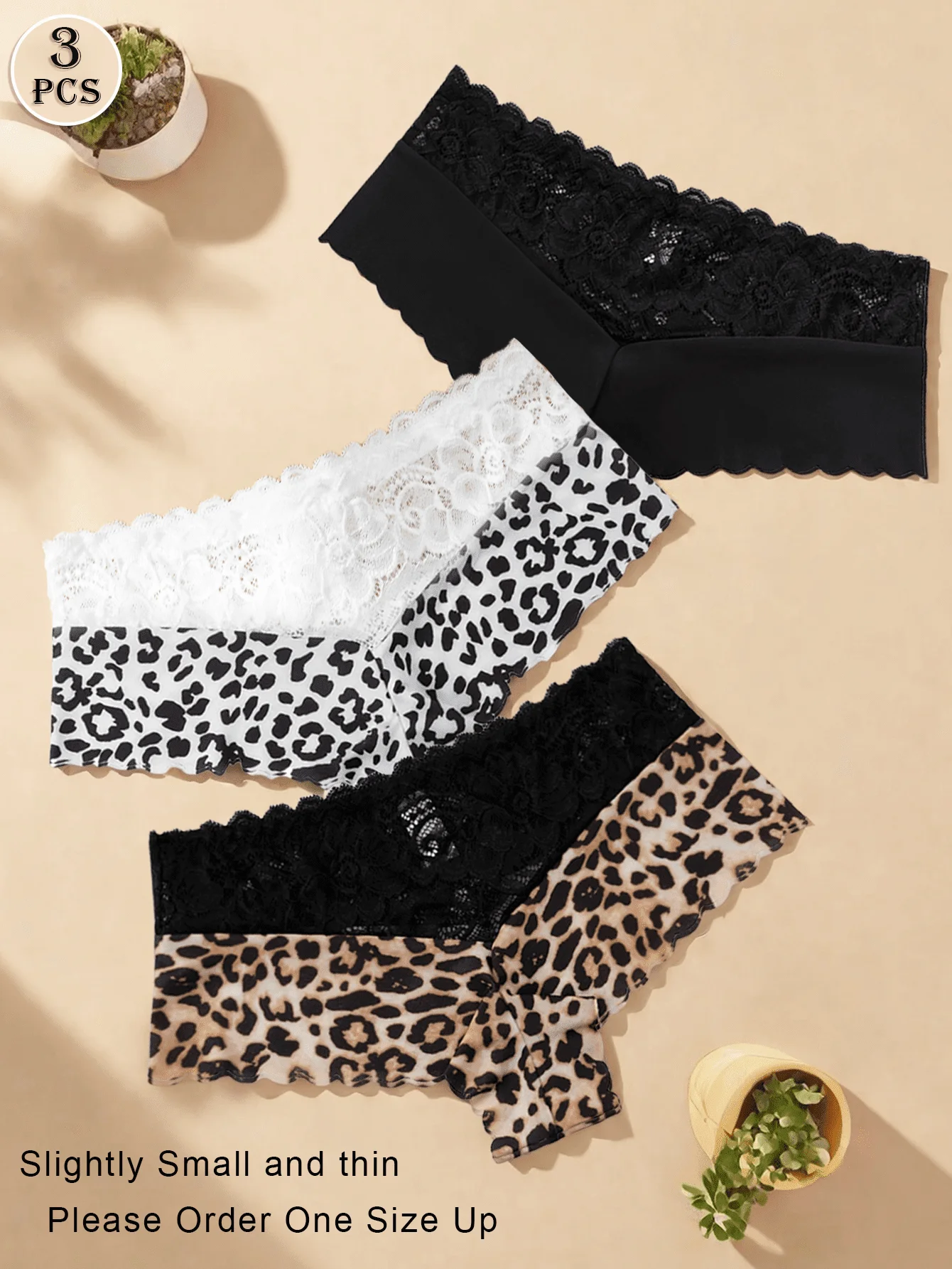 3-Pack Women's Lace Trim Mid-Waist Seamless Leopard Print Panties
3-Pack Women's Lace Trim Mid-Waist Seamless Leopard Print Panties