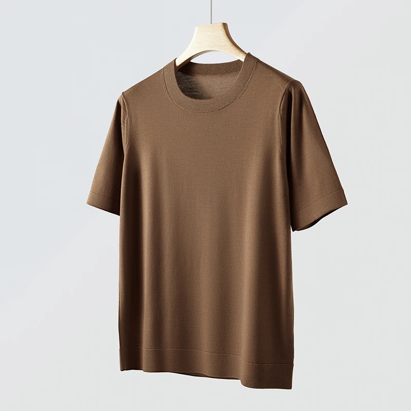 100% Worsted Wool Men's Round Neck Short Sleeve T-Shirt Fashion Loose Thin Vest Business Casual High-End Shirts Summer Tops Tees
100% Worsted Wool Men's Round Neck Short Sleeve T-Shirt Fashion Loose Thin Vest Business Casual High-End Shirts Summer Tops Tees