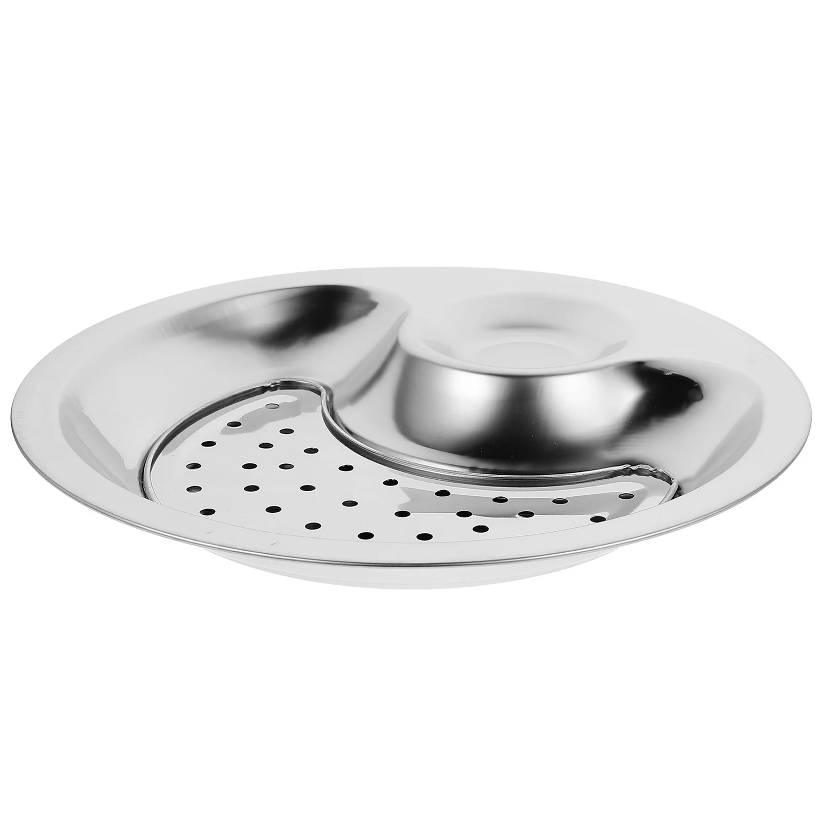 Stainless Steel Dumpling Plate 26cm Anti-Skid Draining Dish with Vinegar Sauce Saucer Serving Dumplings Snacks
Stainless Steel Dumpling Plate 26cm Anti-Skid Draining Dish with Vinegar Sauce Saucer Serving Dumplings Snacks