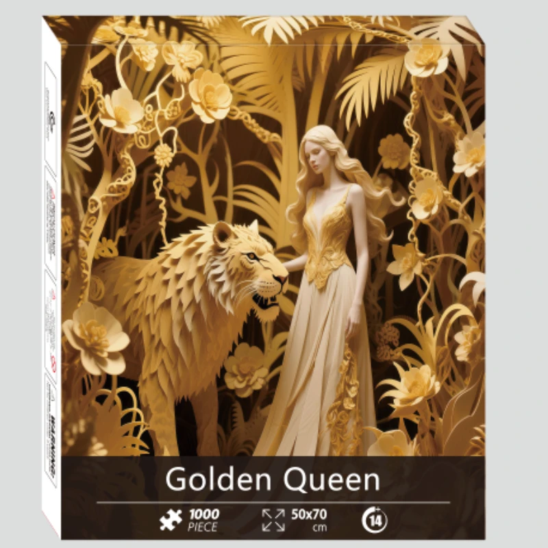 Queen and Tiger 1000-Piece Premium White Cardboard Jigsaw Puzzle | Finished Size 70x50cm (27.5x19.7 Inches)
Queen and Tiger 1000-Piece Premium White Cardboard Jigsaw Puzzle | Finished Size 70x50cm (27.5x19.7 Inches)