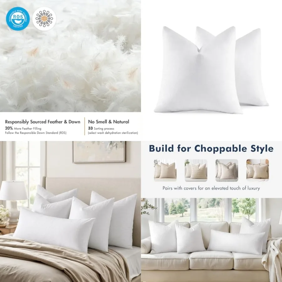 6x6 Euro Pillow Inserts, Set of Down Feather Throw Pillows for Couch Sofa Bed, Decorative Fluffy Throw Pillow serts Cotton Fabr
6x6 Euro Pillow Inserts, Set of Down Feather Throw Pillows for Couch Sofa Bed, Decorative Fluffy Throw Pillow serts Cotton Fabr