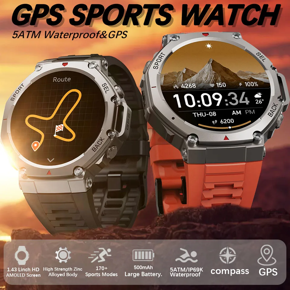 2025NEW Built-in Dual-band GPS Smartwatch Tactical Smartwatch Compass Altimeter Barometric 5ATM IP69K Waterproof AMOLED HD Watch
2025NEW Built-in Dual-band GPS Smartwatch Tactical Smartwatch Compass Altimeter Barometric 5ATM IP69K Waterproof AMOLED HD Watch
