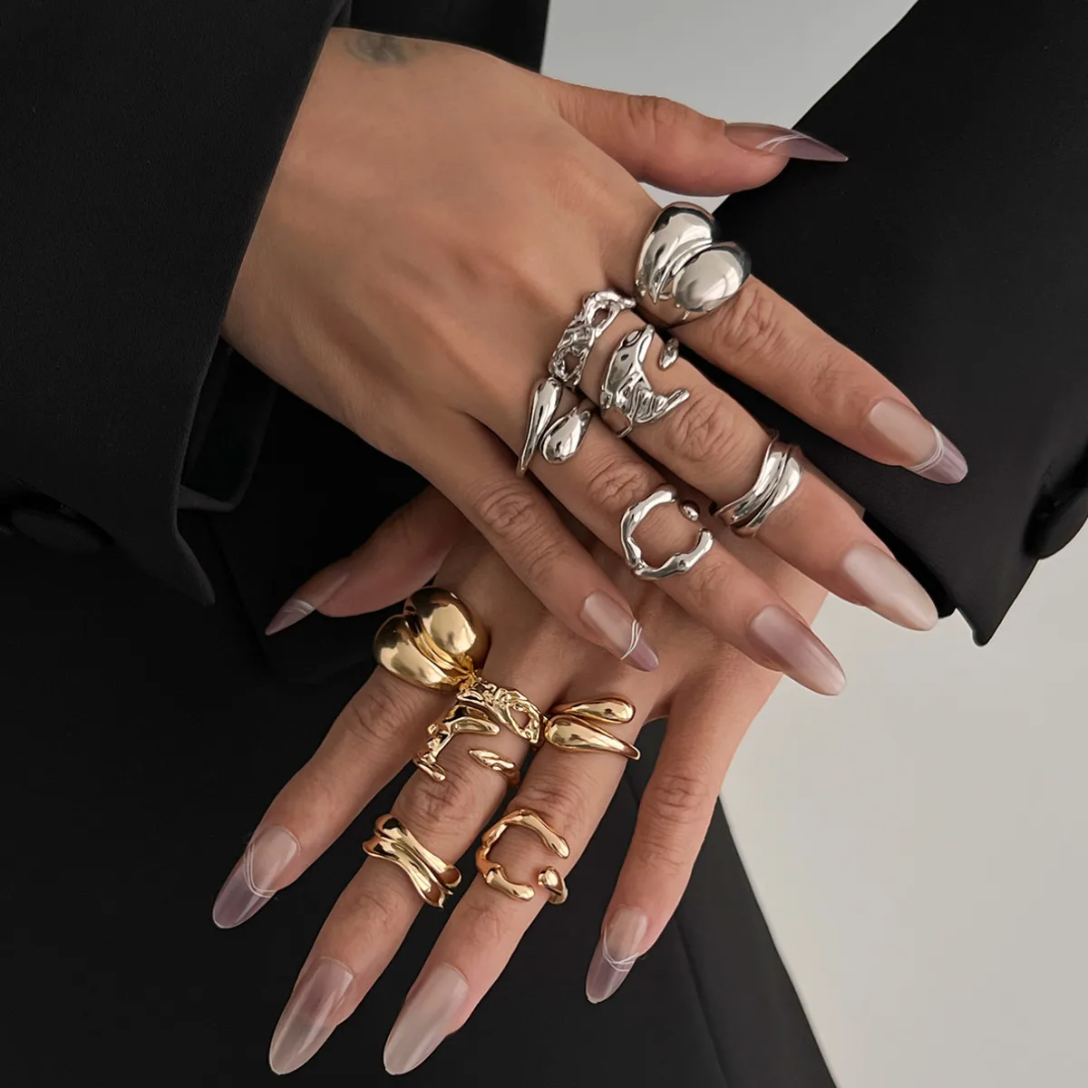 Salircon 6pcs/set Trend Punk Hip Hop Irregular Metal Open Ring Women Men Classic Smooth Water Drop Finger Ring Party Jewelry
Salircon 6pcs/set Trend Punk Hip Hop Irregular Metal Open Ring Women Men Classic Smooth Water Drop Finger Ring Party Jewelry