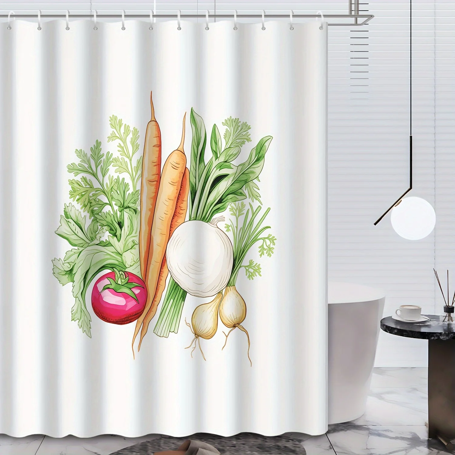 Vegetable Shower Curtain, Carrot Onion Tomato Print, Farmhouse Kitchen Style Bath Decor
Vegetable Shower Curtain, Carrot Onion Tomato Print, Farmhouse Kitchen Style Bath Decor