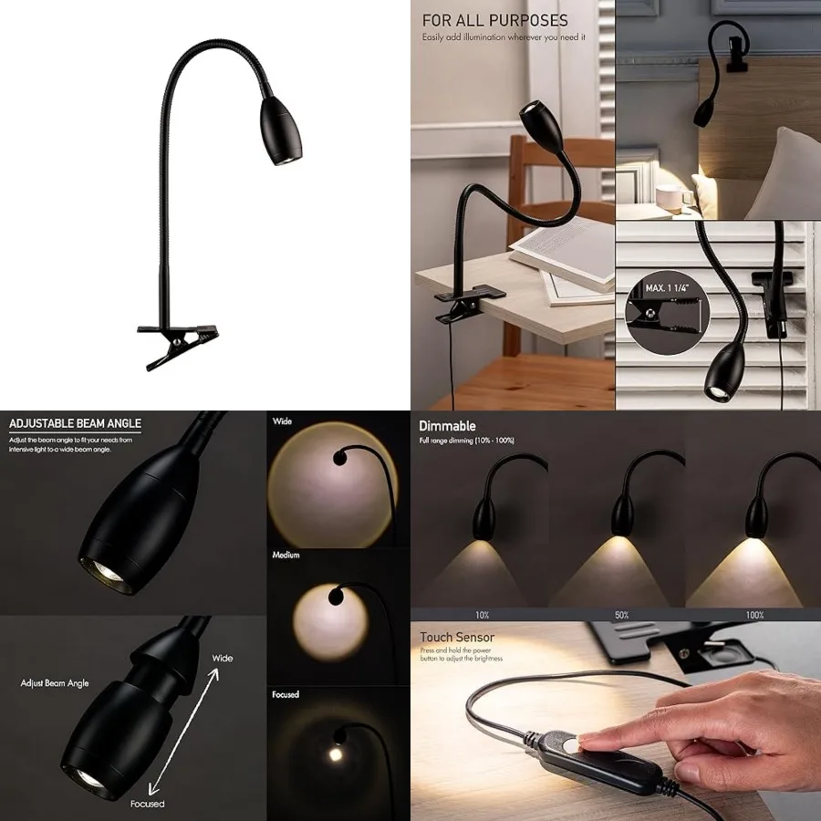 Lumos - Versatile Clip-on Lamp: Zoomable Spotlight, Dimmable LED, Flexible Gooseneck, 4000K Light, 100% Metal Clamp - Ideal for
Lumos - Versatile Clip-on Lamp: Zoomable Spotlight, Dimmable LED, Flexible Gooseneck, 4000K Light, 100% Metal Clamp - Ideal for