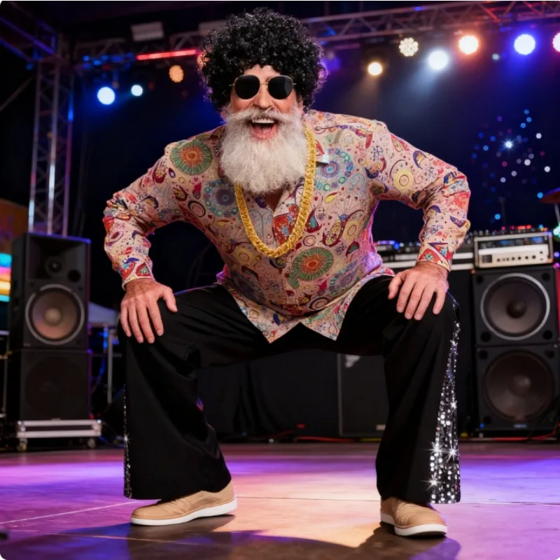 Men's 70s Disco Suit Shiny Shirt Printed Pants Two-piece Set Retro Stage Performance Costume Party Outfit
Men's 70s Disco Suit Shiny Shirt Printed Pants Two-piece Set Retro Stage Performance Costume Party Outfit