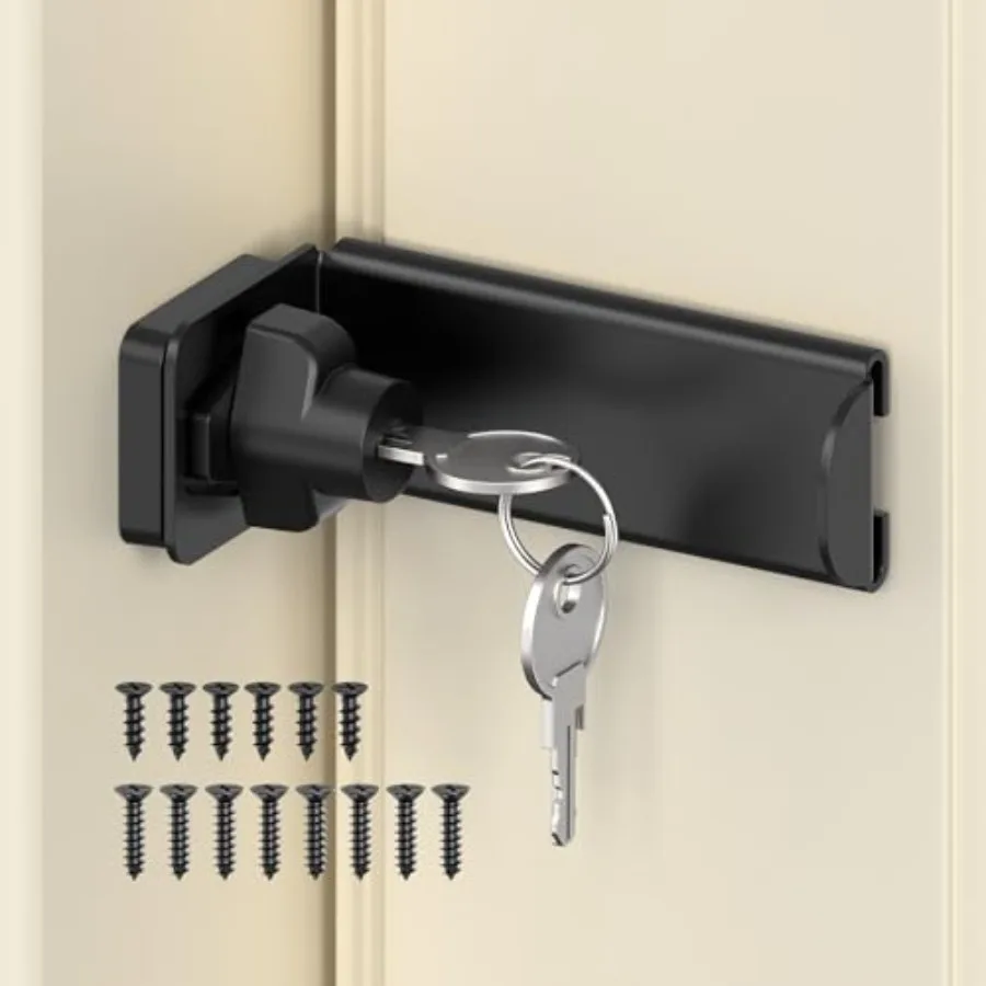 90 Degree Sliding Door Lock, Security Right Angle Hasp Latch Lock, Gate Latch Fit for Barn, Garden, Fence, Patio
90 Degree Sliding Door Lock, Security Right Angle Hasp Latch Lock, Gate Latch Fit for Barn, Garden, Fence, Patio