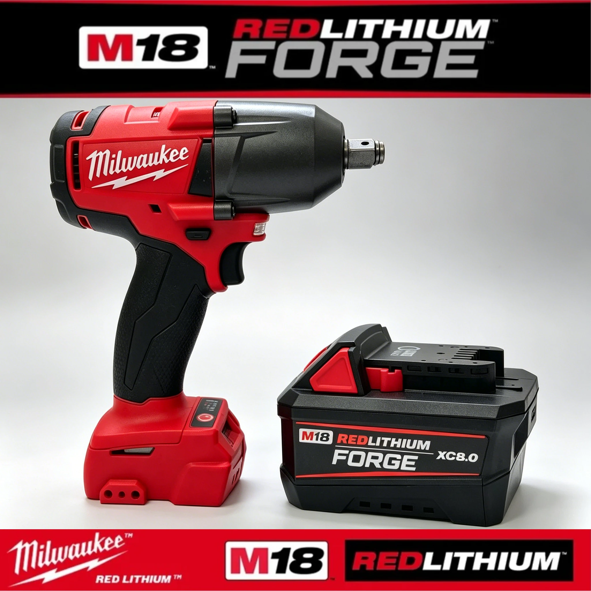Milwaukee Red lithiumr M18 Forge 18V 8.0Ah High Capacity Battery,Perfect for M18 Cordless Power Tool Lineup
Milwaukee Red lithiumr M18 Forge 18V 8.0Ah High Capacity Battery,Perfect for M18 Cordless Power Tool Lineup