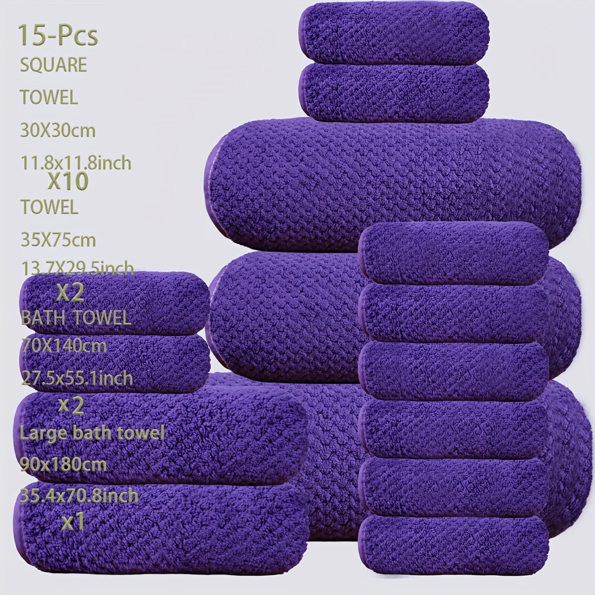 15pcs Luxury Coral Flock Bath Towel Set - Superabsorbent Large, Full-Size & Square Towels Suitable for Bathrooms, Gyms, Hotels, Spa - Elegant Pineapple (15 Towels)
15pcs Luxury Coral Flock Bath Towel Set - Superabsorbent Large, Full-Size & Square Towels Suitable for Bathrooms, Gyms, Hotels, Spa - Elegant Pineapple (15 Towels)