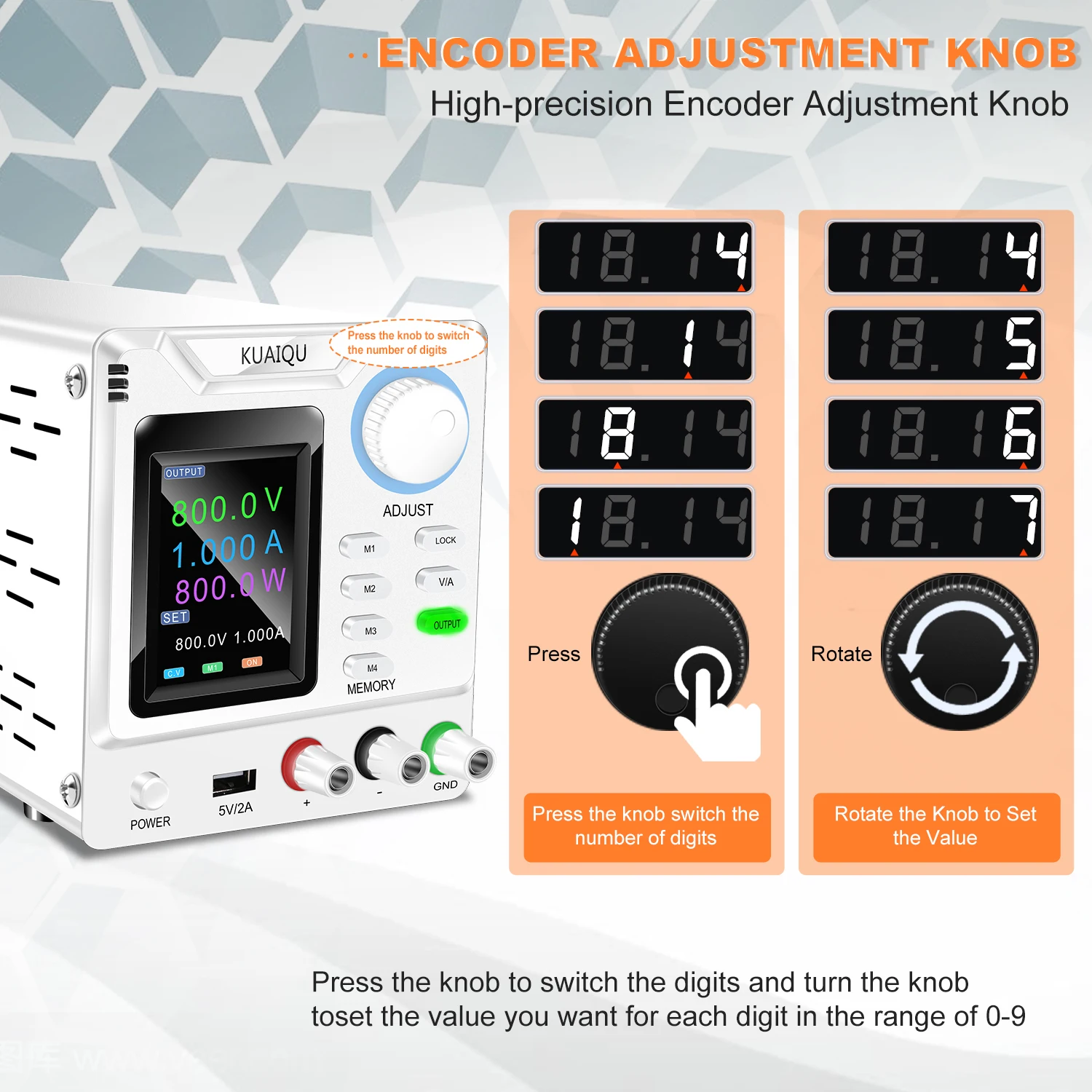 KUAIQU SPPS-D8001 Precision Adjustment Knob Laboratory DC High Power Supply 800V 1A 800W for Photovoltaic Testing Electroplating 
KUAIQU SPPS-D8001 Precision Adjustment Knob Laboratory DC High Power Supply 800V 1A 800W for Photovoltaic Testing Electroplating