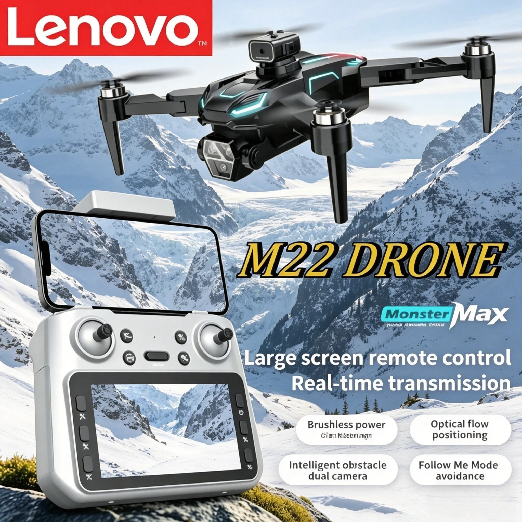 Lenovo M22 Foldable Drone 8K HD Aerial Photography Controller Brushless Motor Optical Flow ESC Long Endurance RC Quadcopter
Lenovo M22 Foldable Drone 8K HD Aerial Photography Controller Brushless Motor Optical Flow ESC Long Endurance RC Quadcopter
