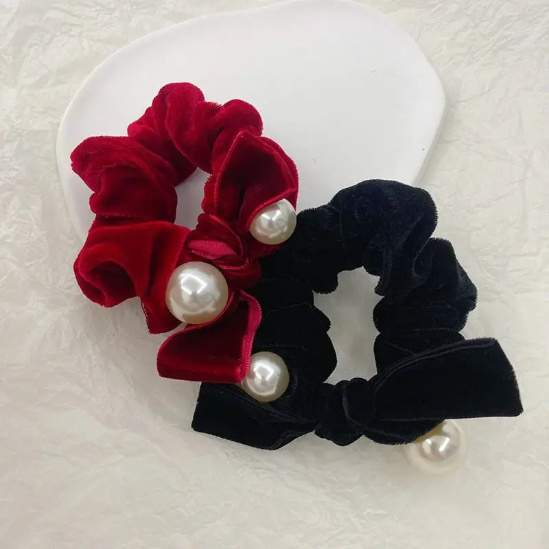 New Vintage Black Red Velvet Bow Hair Scrunchies for Women Girls Ponytail Holders Pearl Tie Elastic Hair Band Accessories
New Vintage Black Red Velvet Bow Hair Scrunchies for Women Girls Ponytail Holders Pearl Tie Elastic Hair Band Accessories
