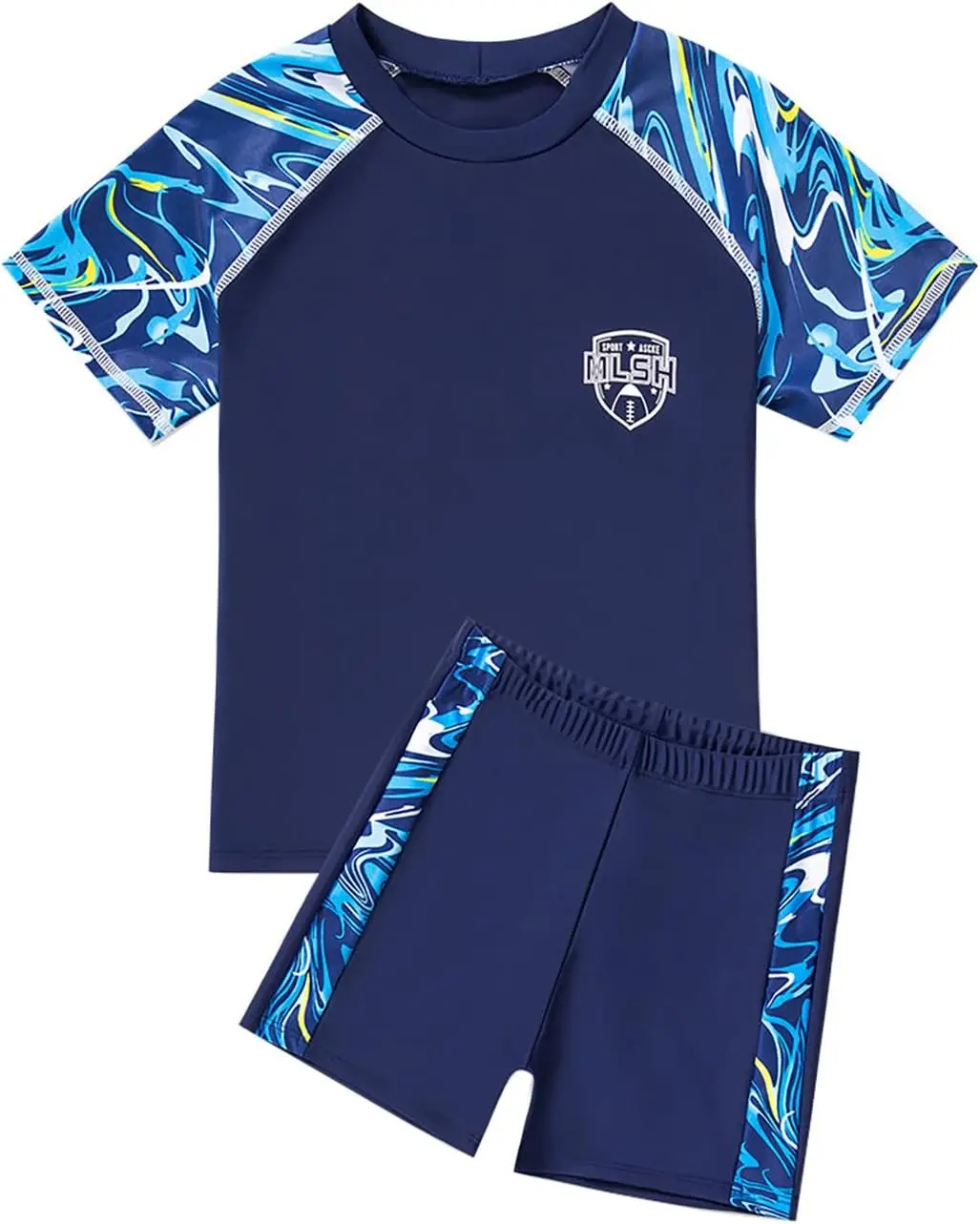 Kids Boys Two Piece Rash Guard Swimsuits Short Sleeve Swim Tops Board Shorts Set Cute Print Bathing Suit Swimwear
Kids Boys Two Piece Rash Guard Swimsuits Short Sleeve Swim Tops Board Shorts Set Cute Print Bathing Suit Swimwear