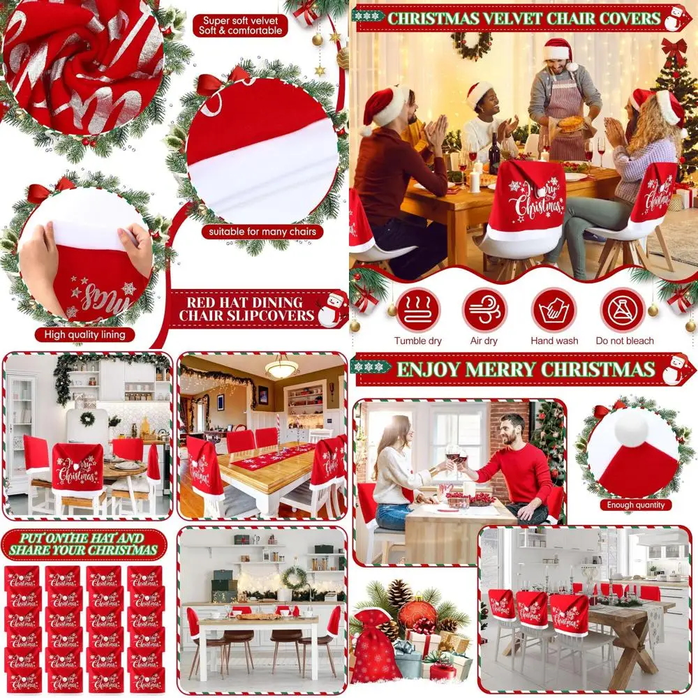 Velvet Santa Hat Chair Covers - 24 Pack Xmas Dining Chair Protectors for Kitchen & Restaurant, Holiday Festive Decor, 23.62x19.6
Velvet Santa Hat Chair Covers - 24 Pack Xmas Dining Chair Protectors for Kitchen & Restaurant, Holiday Festive Decor, 23.62x19.6