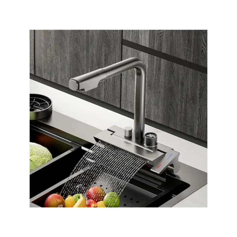 Kitchen Faucet Full Copper Intelligent Digital Display Waterfall Waterfall Cold and Hot Water Pull-out Single Lever Faucet
Kitchen Faucet Full Copper Intelligent Digital Display Waterfall Waterfall Cold and Hot Water Pull-out Single Lever Faucet