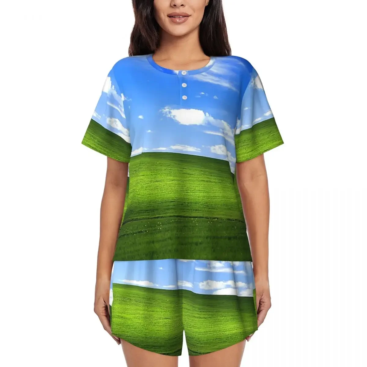 Windows XP Wallpaper Round Neck Short Sleeves Nightdress for Sleeping Sleepshirts Women Soft Pajama Set Short Pants
Windows XP Wallpaper Round Neck Short Sleeves Nightdress for Sleeping Sleepshirts Women Soft Pajama Set Short Pants