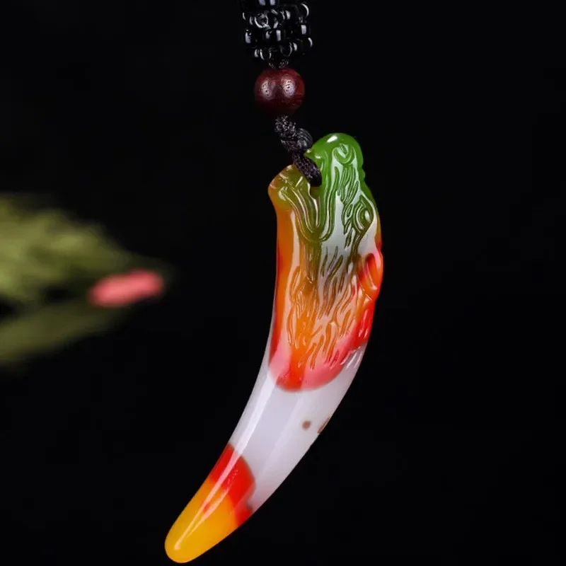 Natural Chicken Blood Color Handmade Double-sided Carved Jade Pendant Fashion Jewelry Men's and Women's Color Jade Necklace
Natural Chicken Blood Color Handmade Double-sided Carved Jade Pendant Fashion Jewelry Men's and Women's Color Jade Necklace