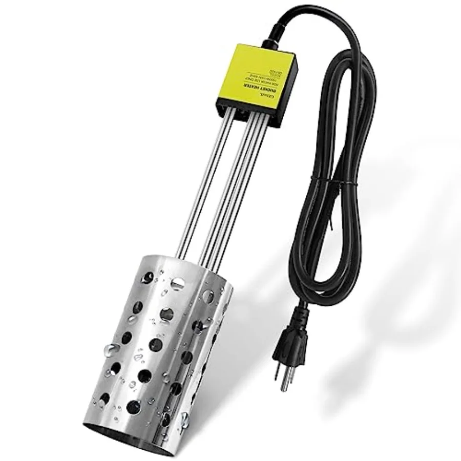 1500W Immersion Heater, Bucket Water Heater with 304 Stainless-Steel Guard, Submersible Bucket Heater with Thermostat and Auto
1500W Immersion Heater, Bucket Water Heater with 304 Stainless-Steel Guard, Submersible Bucket Heater with Thermostat and Auto