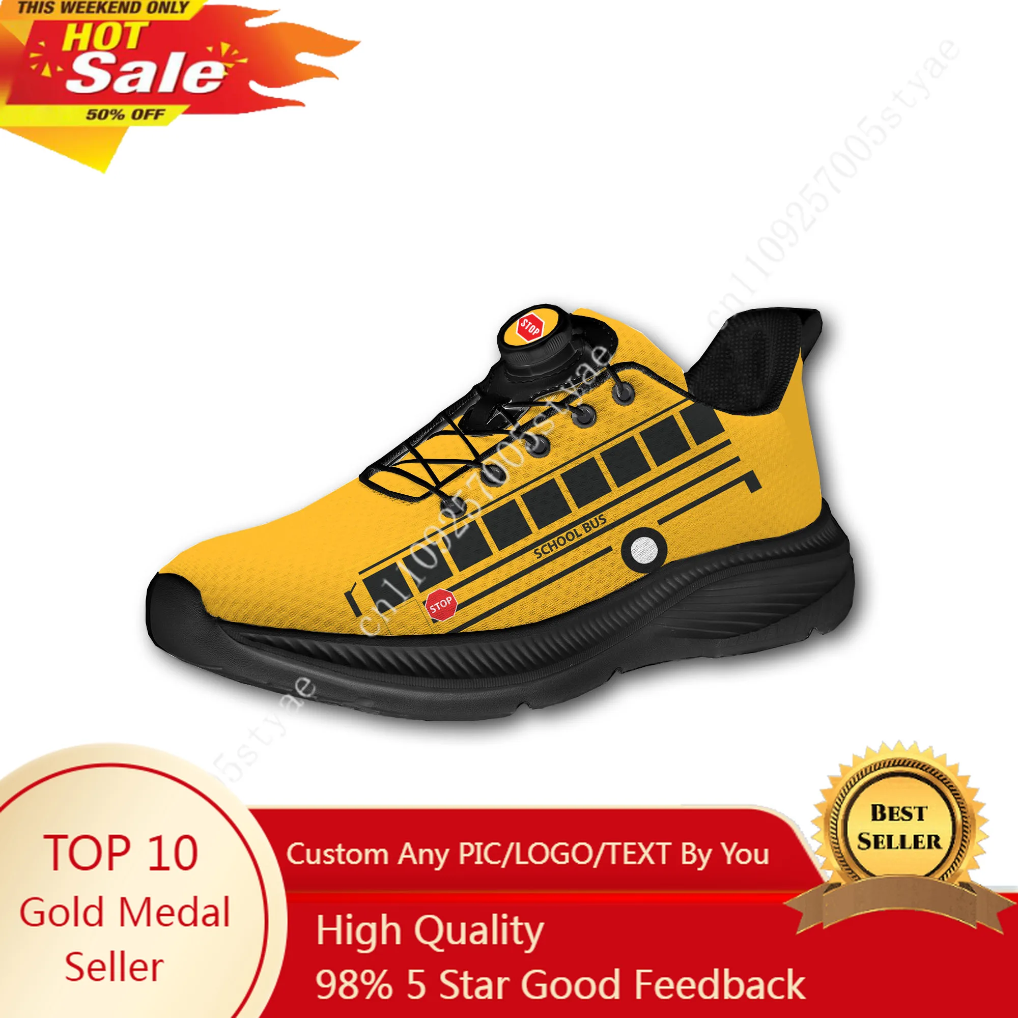 Yellow School Bus Printed Mens Womens Running Off-road Shoes Laceless Rotating Button Sports Shoe Hiking Leisure Custom Sneaker
Yellow School Bus Printed Mens Womens Running Off-road Shoes Laceless Rotating Button Sports Shoe Hiking Leisure Custom Sneaker