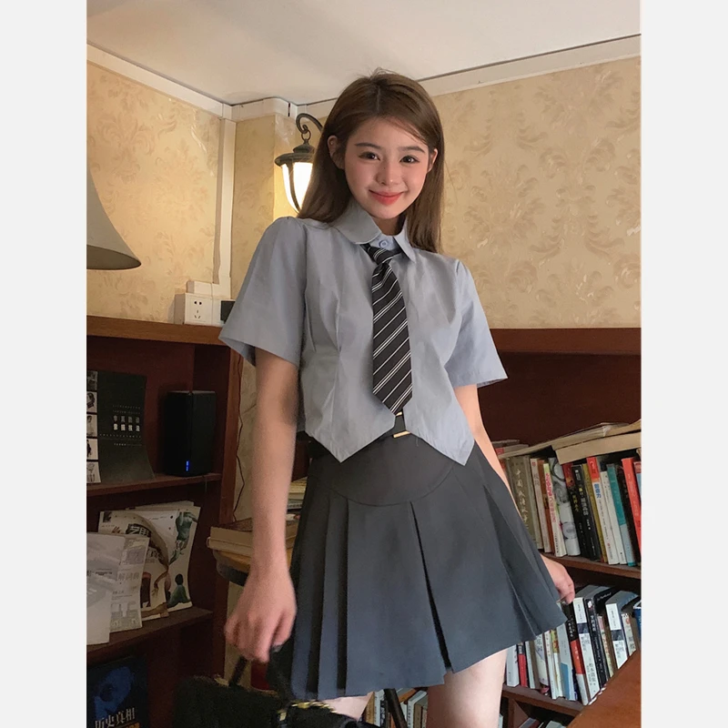 American College Style Uniform Set Sweet Spicy Girl Blue Waist-Cinching Short Shirt Suit Skirt Two-Piece Summer Outfit
American College Style Uniform Set Sweet Spicy Girl Blue Waist-Cinching Short Shirt Suit Skirt Two-Piece Summer Outfit