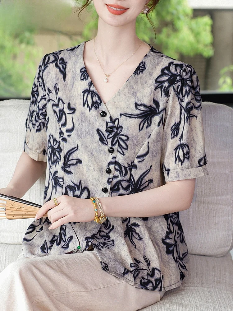 Summer ort Sve Set for Middle-Aged Mothers 2025 New National Sle Women's Clothing T-irt Top Loose Fit round Ne Flo...
Summer ort Sve Set for Middle-Aged Mothers 2025 New National Sle Women's Clothing T-irt Top Loose Fit round Ne Flo...