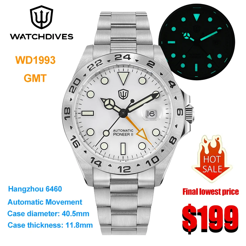 Новые механические часы Watchdives WD1993, 40 мм, с автоматическим механизмом Hangzhou 6460, люминесцентным покрытием BGW9, сапфировым стеклом, водонепроницаемостью до 200 м, для дайвинга.
Новые механические часы Watchdives WD1993, 40 мм, с автоматическим механизмом Hangzhou 6460, люминесцентным покрытием BGW9, сапфировым стеклом, водонепроницаемостью до 200 м, для дайвинга.
