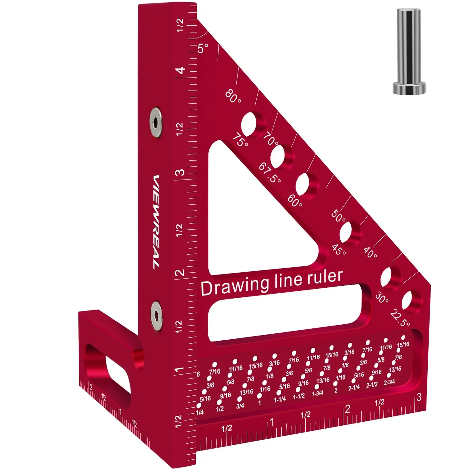 Premium Carpenter Square Hole Scribing Ruler Woodworking Square 22.5-90 Degree Measuring Ruler with Angle Pin,Versatile Multi Angle Square for Woodworking, Engineering, and Construction
Premium Carpenter Square Hole Scribing Ruler Woodworking Square 22.5-90 Degree Measuring Ruler with Angle Pin,Versatile Multi Angle Square for Woodworking, Engineering, and Construction